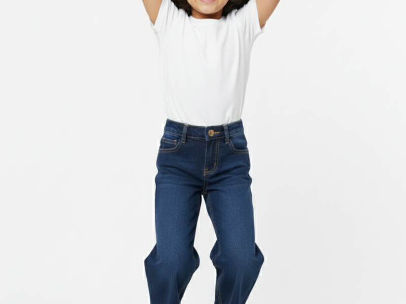 Kids Girls Wide-Leg Light Wash Jeans